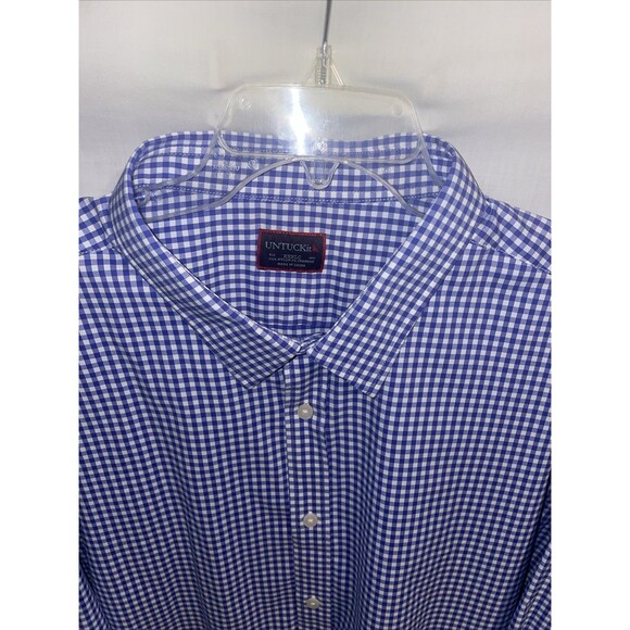 Untuckit Men’s Dress Shirt Size 3XL Blue Gingham Business Formal City - Picture 3 of 12